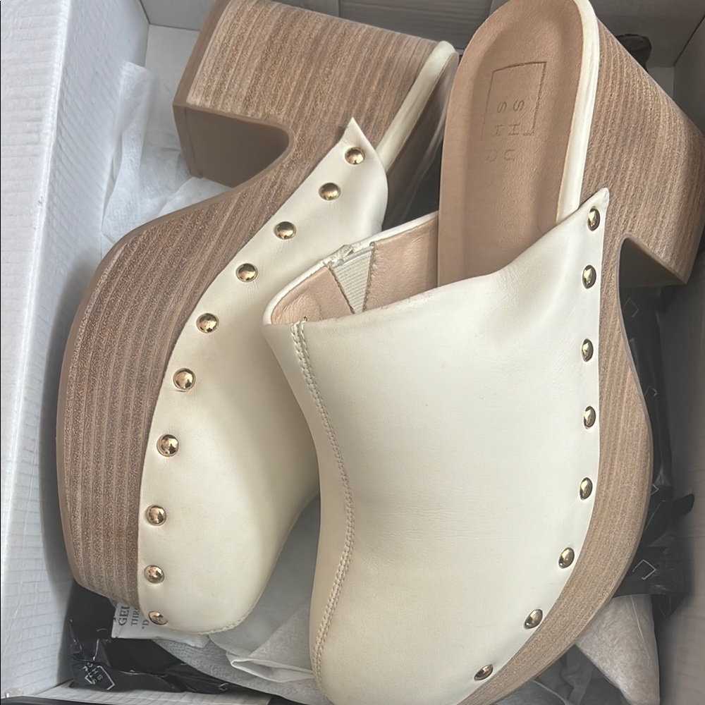 White Studded Women's Mules